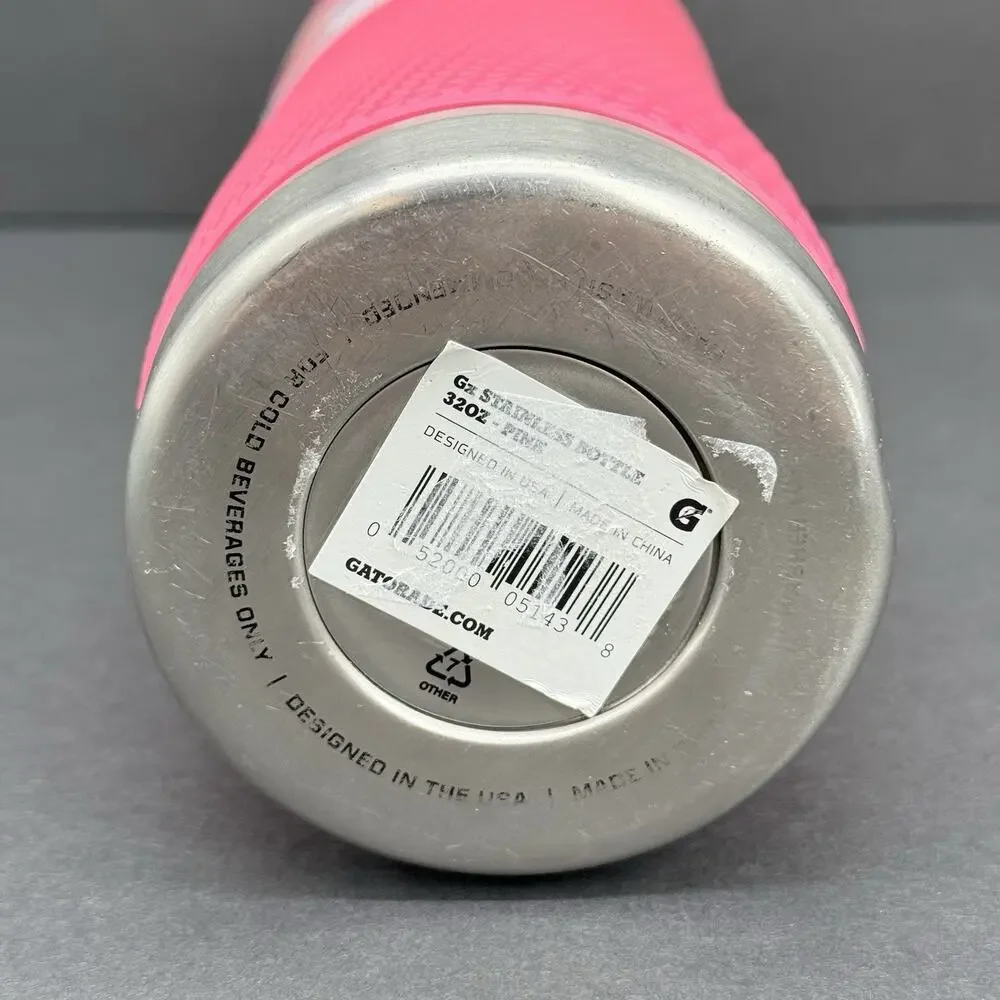 Gatorade Gx Pink Twist Top Lid Stainless Steel 32oz Sports Water Bottle